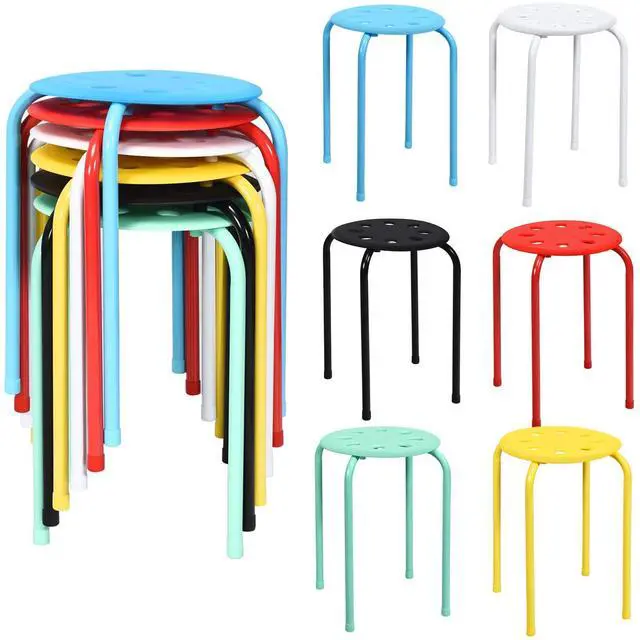Main image of Stackable Stools Set of 6, 17.5in Portable Stacking Bar Stool Colorful Classroom Stools with Iron Legs Round Nesting Chairs Flexible Seating for Home Office School