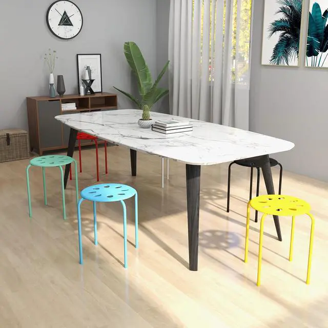 Alt view image 2 of 7 - Stackable Stools Set of 6, 17.5in Portable Stacking Bar Stool Colorful Classroom Stools with Iron Legs Round Nesting Chairs Flexible Seating for Home Office School