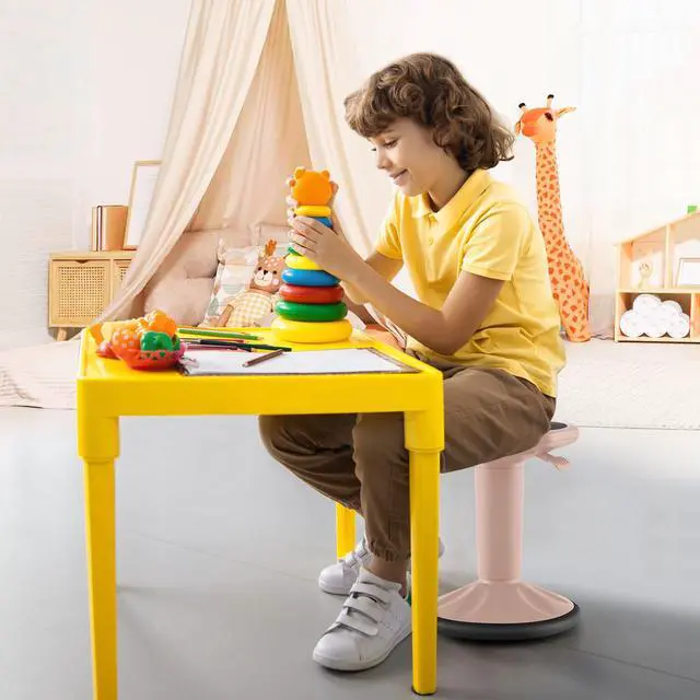 Alt view image 2 of 7 - Wobble Stool, Height Adjustable 16.5-24" Flexible Seating (Pink) | Wobble Chair with 360° Rocking, Non-Slip Base, Convenient Handle, No Assembly, Active Seating for Classroom, Home, Office