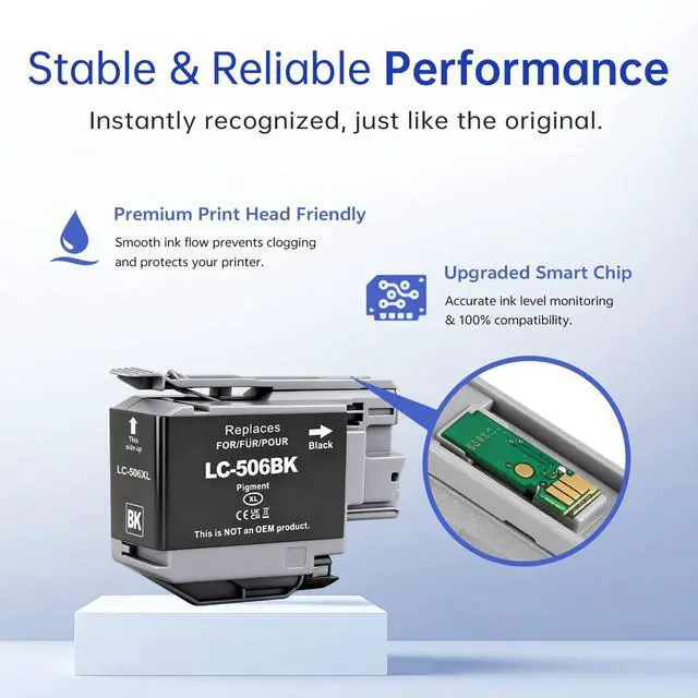 Alt view image 5 of 7 - LC506XL Ink Cartridges High Yield Replacement for Brother LC506 LC506XL LC506XXL LC 506 Ink Cartridges with INKvestment MFC-J4355DW MFC-J4555DW MFC-J4557DW (4 Pack)