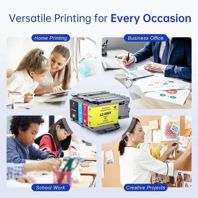 Alt view image 7 of 7 - LC506XL Ink Cartridges High Yield Replacement for Brother LC506 LC506XL LC506XXL LC 506 Ink Cartridges with INKvestment MFC-J4355DW MFC-J4555DW MFC-J4557DW (4 Pack)