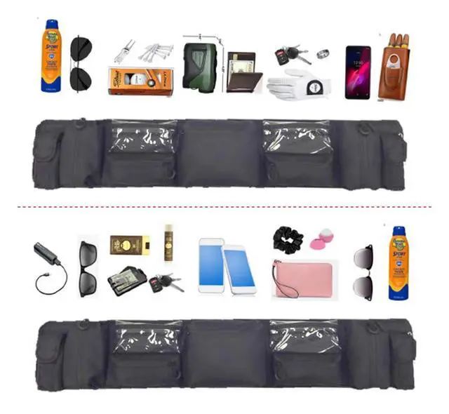 Alt view image 5 of 7 - RedDot Overhead Golf Cart Black Canvas Storage Organizer | Compatible with EZGO, Club Car, MadJax XSeries, Yamaha Golf Carts with RedDot Versa Triple Track and Topsail Tops