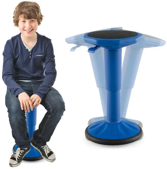 Main image of Wobble Stool, Height Adjustable 16.5-24" Flexible Seating (Navy) | Wobble Chair with 360° Rocking, Non-Slip Base, Convenient Handle, No Assembly, Active Seating for Classroom, Home, Office