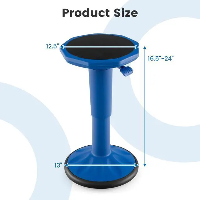Alt view image 3 of 7 - Wobble Stool, Height Adjustable 16.5-24" Flexible Seating (Navy) | Wobble Chair with 360° Rocking, Non-Slip Base, Convenient Handle, No Assembly, Active Seating for Classroom, Home, Office