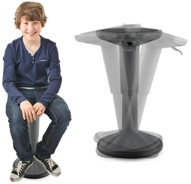 Main image of Wobble Stool, Height Adjustable 16.5-24" Flexible Seating (Grey) | Wobble Chair with 360° Rocking, Non-Slip Base, Convenient Handle, No Assembly, Active Seating for Classroom, Home, Office