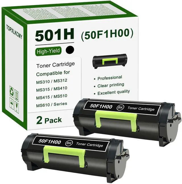 Main image of 501H (50F1H00) High Yield Black Toner Cartridge 2-Pack Replacement for Lexmark MS310 MS310dn MS312 MS312dn MS315 MS315dn MS410 MS410dn MS415 MS415dn MS510 MS510dn MS610 MS610dn Printer
