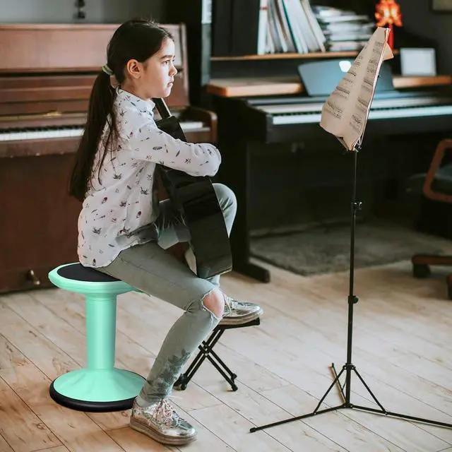 Alt view image 2 of 7 - Wobble Stool, Height Adjustable 16.5-24" Flexible Seating (Green) | Wobble Chair with 360° Rocking, Non-Slip Base, Convenient Handle, No Assembly, Active Seating for Classroom, Home, Office