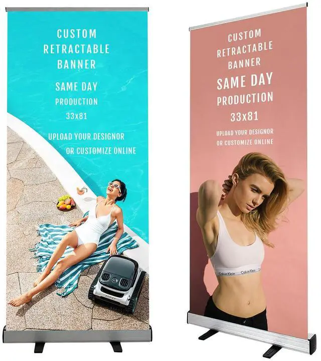 Main image of Retractable Roll up 33.5''x 81'' Customized Banner Sign Pull up Roll up Portable Personalized Display Banner for Business and Trade Shows Advertising and PromotionWithout Base and Stand