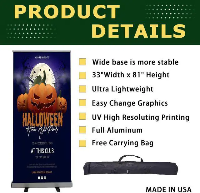 Alt view image 2 of 7 - Personalized Roll Up Banner 33.5"x81" Portable Advertising Display with Aluminum Stand & Display Stand for Promotions, Festivals, and Business Events