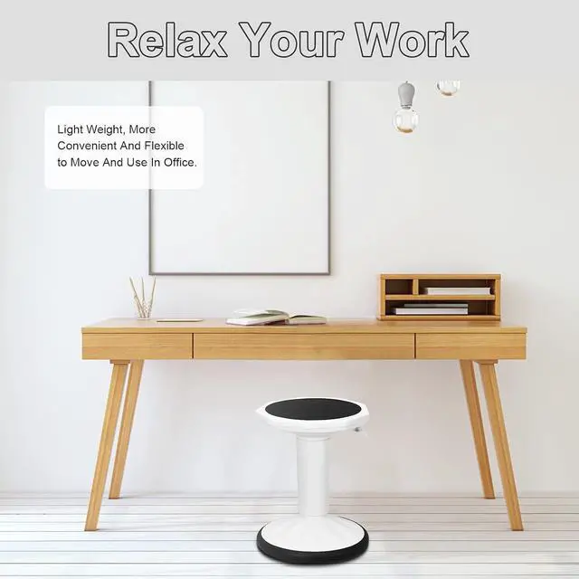 Alt view image 7 of 7 - Wobble Stool, Height Adjustable 16.5-24" Flexible Seating (White) | Wobble Chair with 360° Rocking, Non-Slip Base, Convenient Handle, No Assembly, Active Seating for Classroom, Home, Office