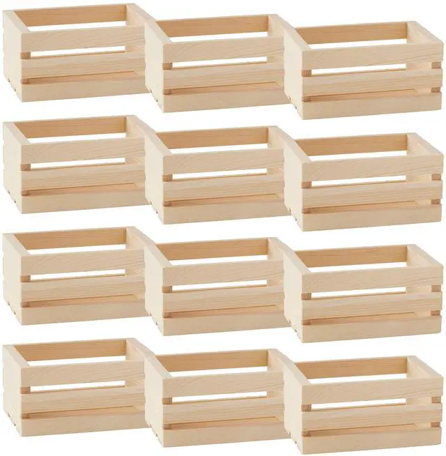 Main image of 5" Wooden Crate - Unfinished Wood Crate for Storage, Decorative Display, Arts & Crafts, Made of 100% Cedar - Bulk 24 Pack