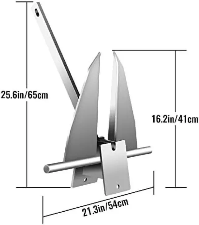 Alt view image 7 of 7 - Boat Anchor Kit, Fluke Style Anchor, Hot-Dipped Galvanized Steel, Kit Includes Galvanized Fluke Anchor, Anchor Chain,Rope, Shackles,Boat Anchors for 15'-23' Boats