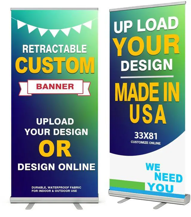 Main image of Custom Retractable Banner with Aluminum Frame,Portable and Durable 33"x81" Personalized Banners for Events,Promotion,Advertising,Birthday,Wedding (Style 1)