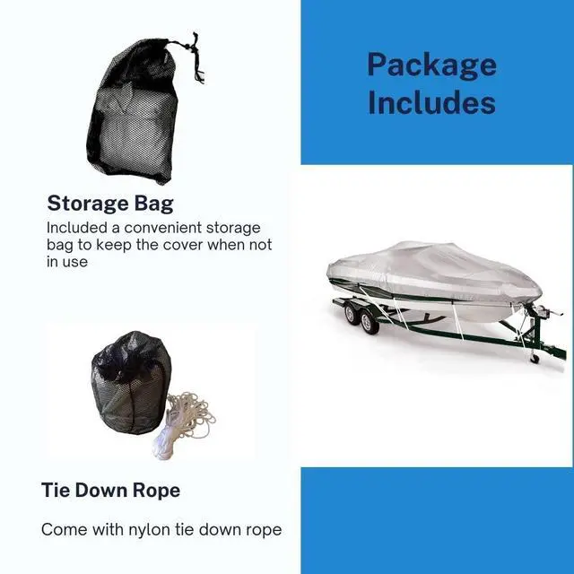 Alt view image 6 of 7 - Boat Cover 12'-14', Heavy Duty Waterproof Marine Grade Polyester fits V-Hull Runabouts, Pro-Style Bass Boats, Fish & Ski Boats 12ft-14ft Long, Beam up to 68"