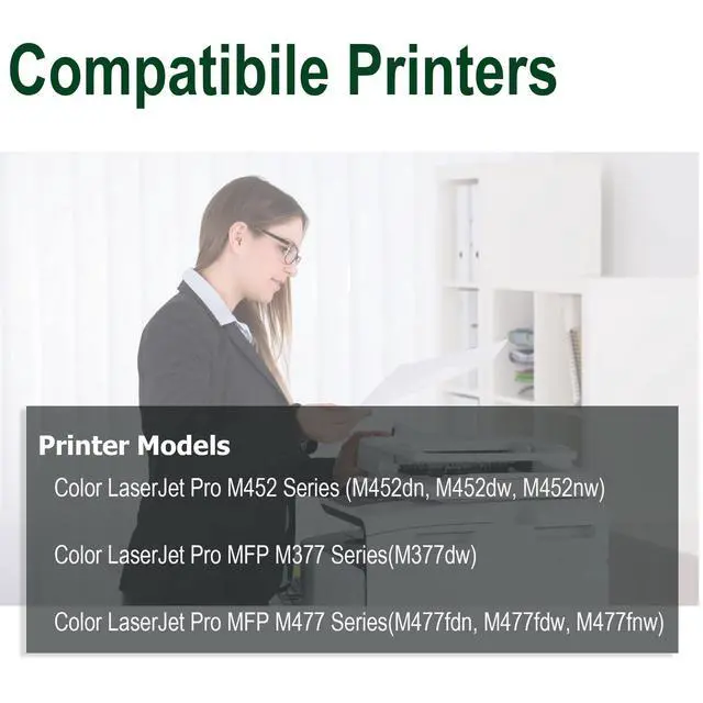 Alt view image 2 of 6 - 410A Black Toner Cartridge 2 Pack MFP M477fnw M477fdw M477fdn M452dn M452nw | Compatible for HP Color Laser Pro M477fnw M477fdw M477fdn M452dn M452nw M452 M477 Toner
