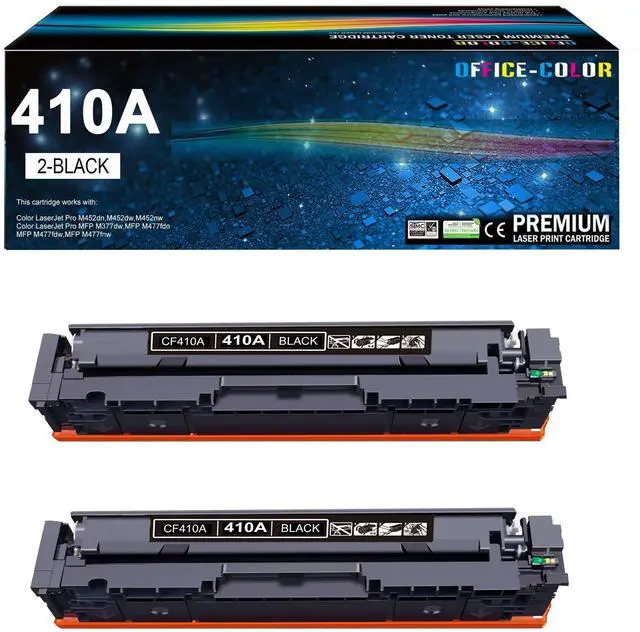 Main image of 410A Black Toner Cartridge 2 Pack MFP M477fnw M477fdw M477fdn M452dn M452nw | Compatible for HP Color Laser Pro M477fnw M477fdw M477fdn M452dn M452nw M452 M477 Toner