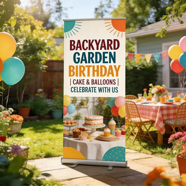 Alt view image 6 of 7 - Custom Retractable Banner with Aluminum Frame,Portable and Durable 33"x81" Personalized Banners for Events,Promotion,Advertising,Birthday,Wedding (Style 2)