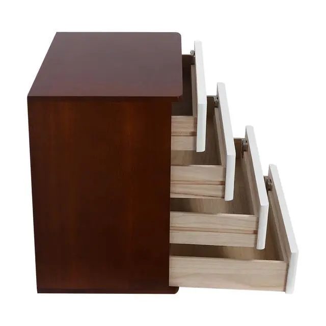 Alt view image 7 of 7 - Wood Desk Organizer with 4 Drawers, Lockable Desktop Countertop Storage Cabinet for Home Office Supplies File Tabletop Storage Box, 15.75" x 11.02" x 15.94" (Dark Brown + White)