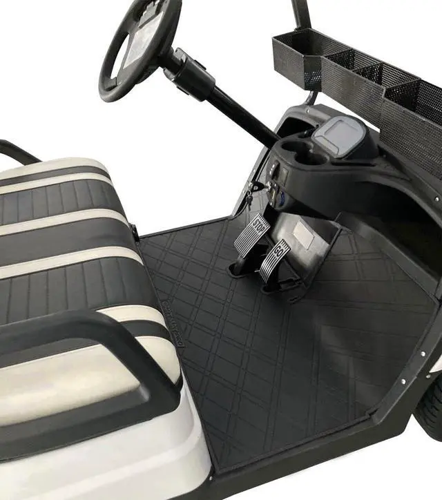 Alt view image 2 of 7 - Black Rubber Golf Cart Floor Mat Compatitble with I-CON i20, i40 & Advanced EV Gen. 1