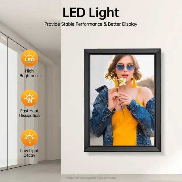 Alt view image 4 of 7 - LED Movie Poster Frame 18 x 24, Wall Mounted Poster Frame LED Light Box Backlit Movie Lightbox Theater Advertising Display Cinema Snap Light Box for Film Exhibitions, Advertisements, Sign