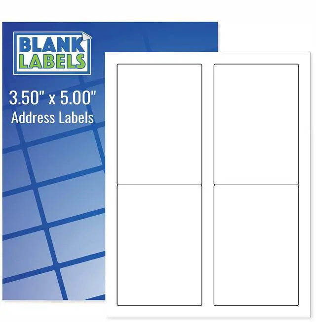 Main image of 4 Shipping Labels Per Sheet from - 3.5 x 5 - Word Template Compatible - Permanent White Matte - Inkjet and Laser Guaranteed - Easy to Peel - Made in USA - 2000 Sheets - 8000 Labels