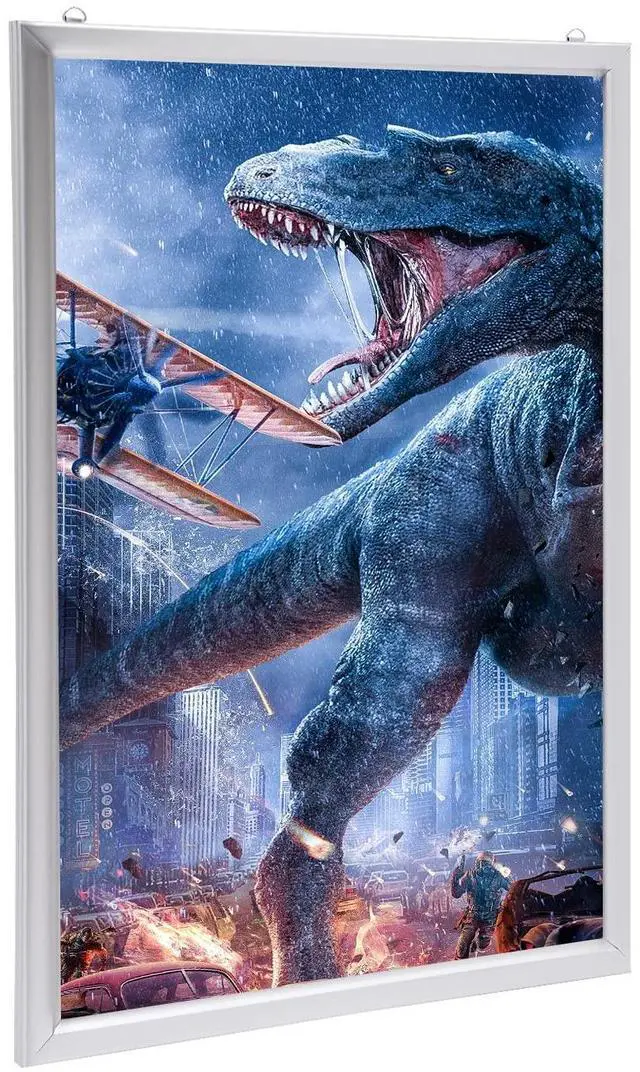 Main image of LED Poster Frame, 24" x 36" LED Backlit Poster Photo Frame Movie Poster Aluminum Alloy Advertisement Signage Light Sign, Wall Mounting, Frame for Movie Poster Advertising Display (Silver, 24" x 36")
