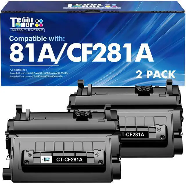 Main image of CF281A 81A Black Toner Cartridge for HP 81X CF281X M604 M630 M605 2-Pack | Compatible for HP 81A CF281A Laserjet Enterprise MFP M604 M605 M606 M630 M604n M605n M630h M604dn M630z Printer