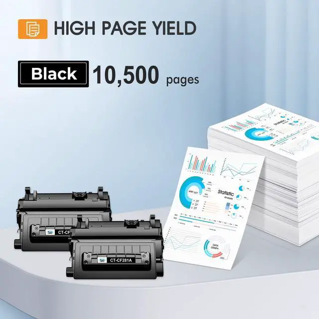 Alt view image 3 of 6 - CF281A 81A Black Toner Cartridge for HP 81X CF281X M604 M630 M605 2-Pack | Compatible for HP 81A CF281A Laserjet Enterprise MFP M604 M605 M606 M630 M604n M605n M630h M604dn M630z Printer