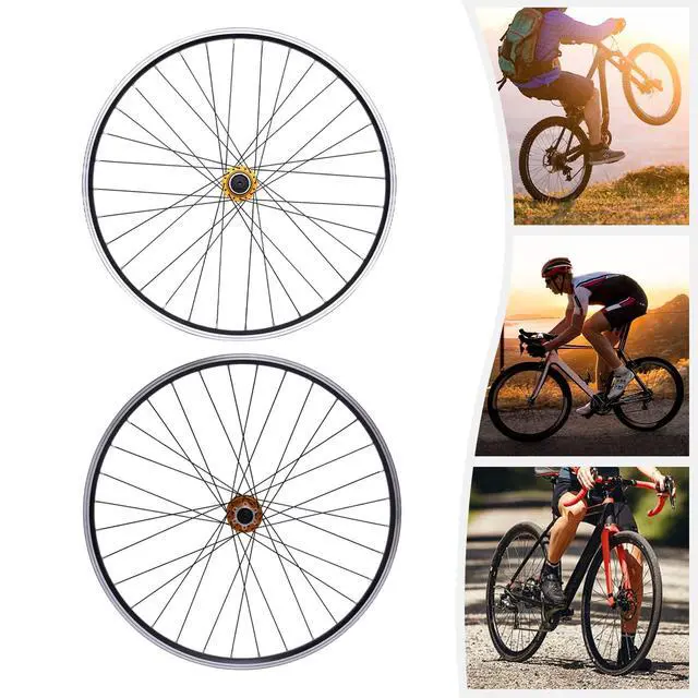 Alt view image 2 of 7 - 69.85cm/27.5Inch Mountain Bike Wheelset, Aluminum Alloy Rim Disc Brake Hub Mountain Bike Wheelset,Quick Release Front Rear Wheels Black Bike Wheelset Fit Cassette Bicycle Wheelset