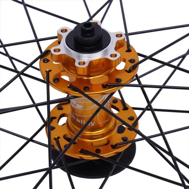 Alt view image 5 of 7 - 69.85cm/27.5Inch Mountain Bike Wheelset, Aluminum Alloy Rim Disc Brake Hub Mountain Bike Wheelset,Quick Release Front Rear Wheels Black Bike Wheelset Fit Cassette Bicycle Wheelset