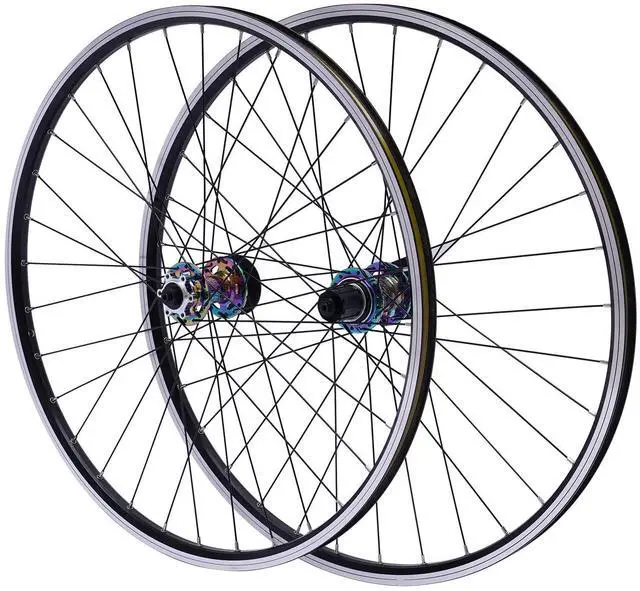 Main image of 69.85cm/27.5Inch Mountain Bike Wheelset, Aluminum Alloy Rim Disc Brake Hub Mountain Bike Wheelset,Quick Release Front Rear Wheels Black Bike Wheelset Fit Cassette Bicycle Wheelset