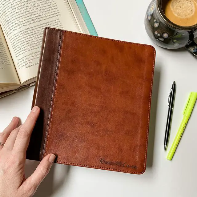 Alt view image 2 of 7 - Personalized ESV Journaling Study Bible | Customize with Hand Lettered Name on Cover | Design is Hand Drawn and Laser Engraved | Gift for Birthday, Graduation, Baptism, Anniversary, Wedding