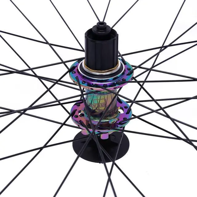 Alt view image 6 of 7 - 69.85cm/27.5Inch Mountain Bike Wheelset, Aluminum Alloy Rim Disc Brake Hub Mountain Bike Wheelset,Quick Release Front Rear Wheels Black Bike Wheelset Fit Cassette Bicycle Wheelset