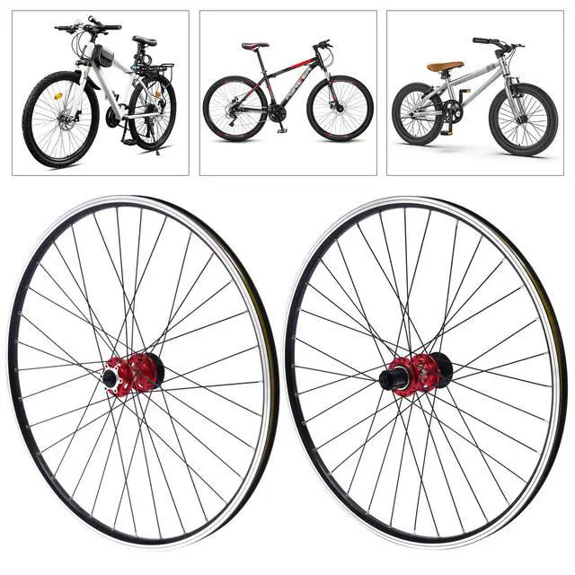 Alt view image 2 of 7 - 69.85cm/27.5Inch Mountain Bike Wheelset, Aluminum Alloy Rim Disc Brake Hub Mountain Bike Wheelset,Quick Release Front Rear Wheels Black Bike Wheelset Fit Cassette Bicycle Wheelset