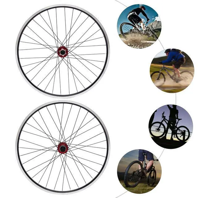 Alt view image 3 of 7 - 69.85cm/27.5Inch Mountain Bike Wheelset, Aluminum Alloy Rim Disc Brake Hub Mountain Bike Wheelset,Quick Release Front Rear Wheels Black Bike Wheelset Fit Cassette Bicycle Wheelset