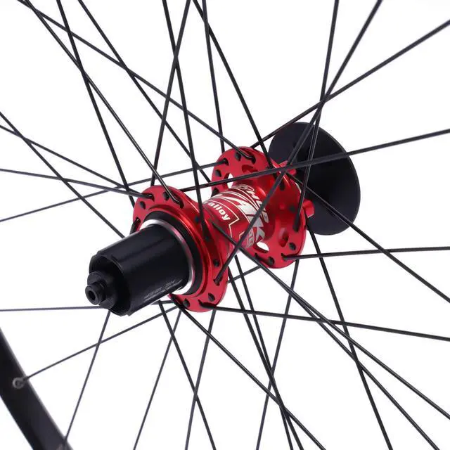 Alt view image 6 of 7 - 69.85cm/27.5Inch Mountain Bike Wheelset, Aluminum Alloy Rim Disc Brake Hub Mountain Bike Wheelset,Quick Release Front Rear Wheels Black Bike Wheelset Fit Cassette Bicycle Wheelset