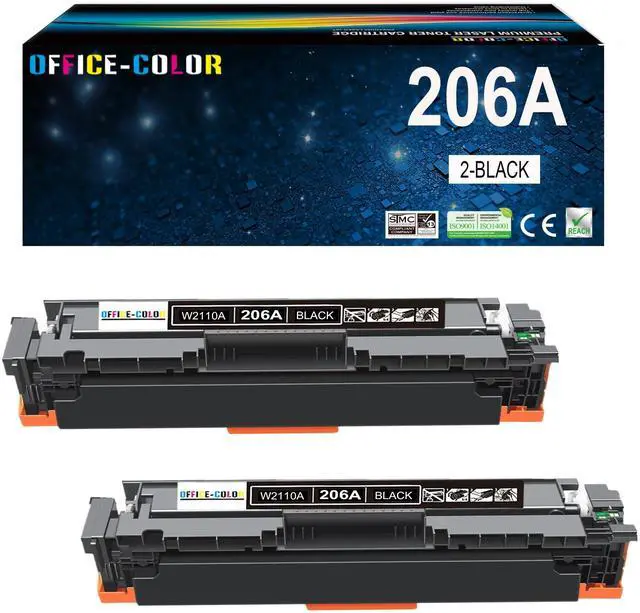 Main image of 2 Pack Replacement for HP 206A Black Toner Cartridge W2110A for HP Color LaserJet Pro MFP M283cdw M283fdw M282nw M255dw,M255nw Toner Printer Ink (with Chip)