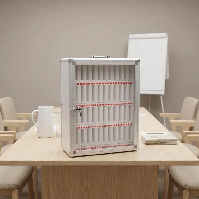 Alt view image 5 of 7 - 48 Slots Aluminum Alloy Cell Phone Lock Box | Cell Phone Locker for Classroom, Cell Phones Storage Cabinet, Freestanding / Wall-Mounted, Can be Carried by Hand