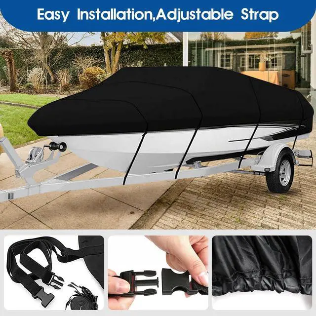 Alt view image 4 of 5 - Boat Cover, Boat Protective Cove Trailerable Boat Cover Fits V Hull, Bass Boat, Fishing Boat (17-19ft)