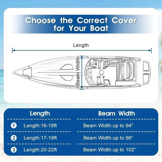 Alt view image 5 of 5 - Boat Cover, Boat Protective Cove Trailerable Boat Cover Fits V Hull, Bass Boat, Fishing Boat (17-19ft)
