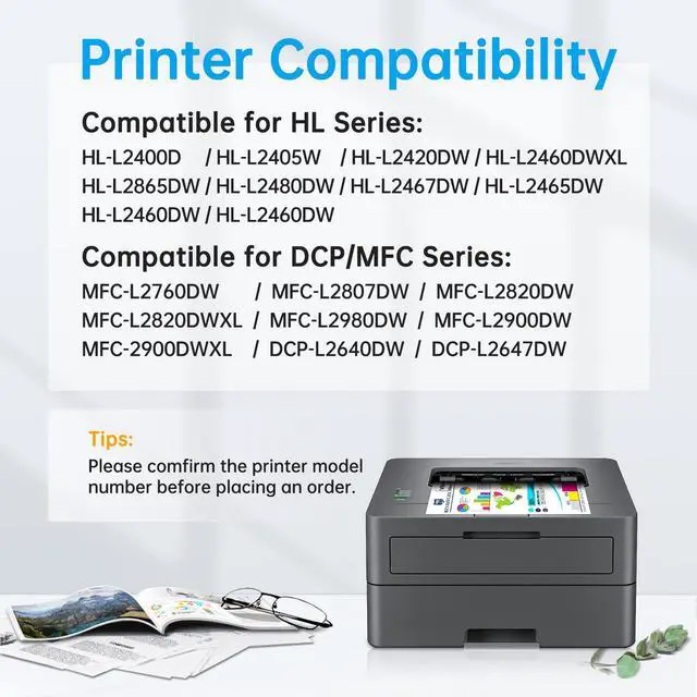 Alt view image 2 of 7 - 4-Pack TN830XL TN830 Black Toner Cartridges for Brother TN-830-XL | High Yield with Chip, Use for Brother HL-L2460DW DCP-L2640DW MFC-L2820DW Printer (4x Black TN830 XL Toner)