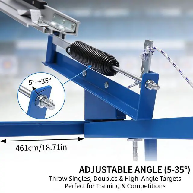 Alt view image 3 of 7 - Clay Pigeon Thrower, Manual Clay Target Thrower/Skeet Thrower Machine, Adjustable Angle(5-35°), Throwing Distance 50-70m, for Outdoor Shooting Training, Practice & Competition, Blue, 39.76x18.11 Inch