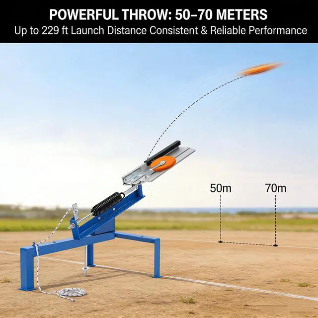 Alt view image 4 of 7 - Clay Pigeon Thrower, Manual Clay Target Thrower/Skeet Thrower Machine, Adjustable Angle(5-35°), Throwing Distance 50-70m, for Outdoor Shooting Training, Practice & Competition, Blue, 39.76x18.11 Inch