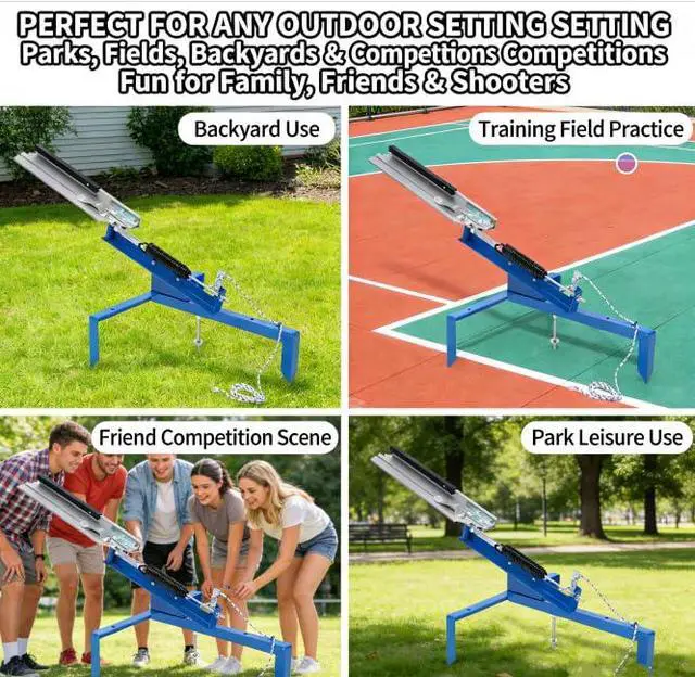 Alt view image 6 of 7 - Clay Pigeon Thrower, Manual Clay Target Thrower/Skeet Thrower Machine, Adjustable Angle(5-35°), Throwing Distance 50-70m, for Outdoor Shooting Training, Practice & Competition, Blue, 39.76x18.11 Inch