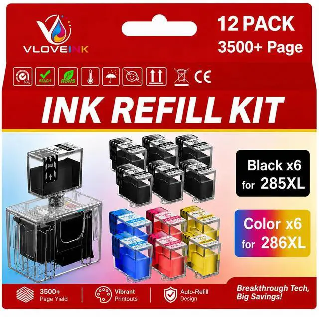 Main image of PG-285XL CL-286XL Ink Refill Kit for Canon 285XL 286XL Ink Cartridges Compatible for Canon 285 286 PG-285 CL-286 XL Work with Pixma TS7720 TS7722 TR7820 Printer Ink (12-Pack, 6BK/2C/2M/2Y)