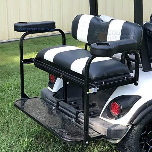 Alt view image 5 of 7 - Black Golf Cart Cup Holder Rear Seat Arm Rest Cushion - Fits EZGO/Club Car/Yamaha