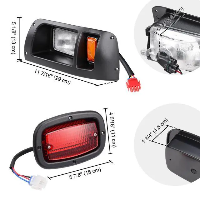 Alt view image 5 of 7 - Golf Cart Halogen Headlights & LED Tail Lights Kit DS Cart Lights, Only | Compatible With Golf Cart Club Car DS 1993-UP Model