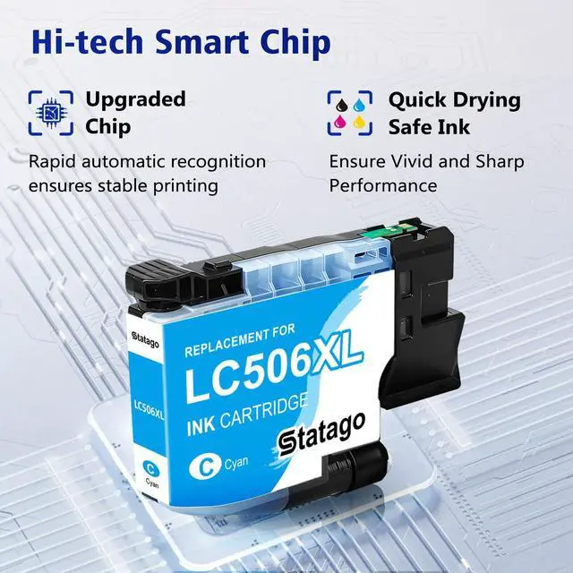 Alt view image 4 of 7 - LC506XL LC506 Ink Cartridges Compatible for Brother LC 506XL LC 506 Ink Works for Brother MFC-J4355DW MFC-J4555DW MFC-J4557DW Printers (4 Pack, with Chip)