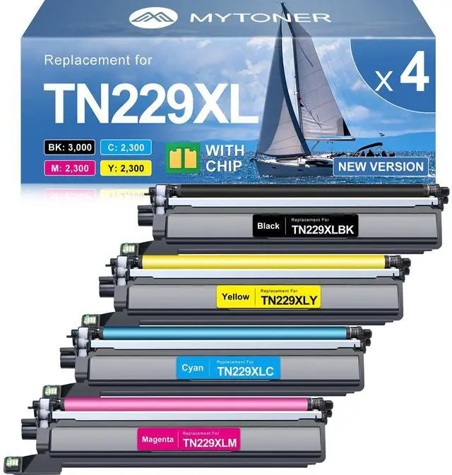 Main image of TN229XL TN229 Toner Cartridges 4 Pack for MFC-L3780CDW MFC-L3720CDW | Replacement for Brother TN-229XL High Yield Toner, Compatible with HL-L3280CDW HL-L3220CDW HL-L3300CDW HL-L3295CDW Printer