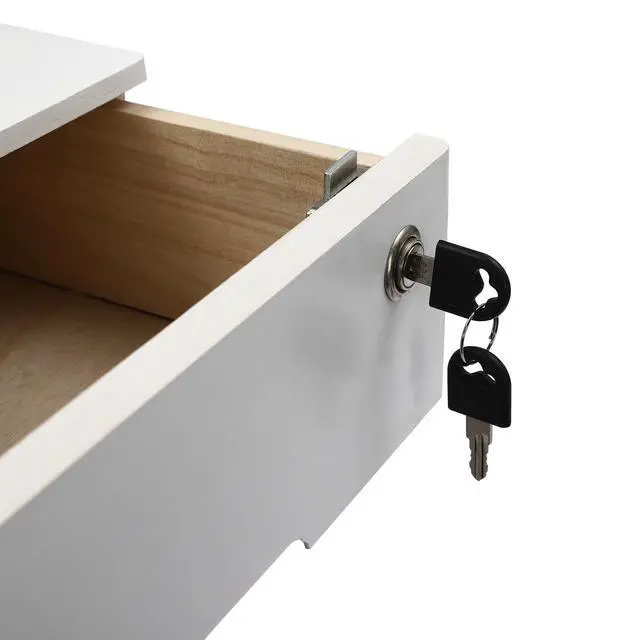 Alt view image 6 of 7 - Wooden Desktop Storage Box, with 4 Lockable Drawers, Keepsake Box, Office Supplies A4/Receipt File Organizer, Flat File Cabinet to store documents, notebooks, or other small objects (White)